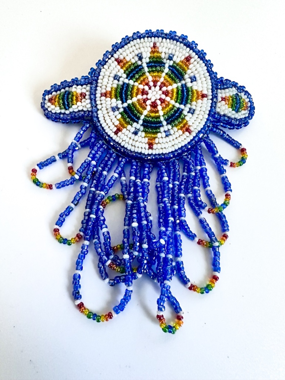 Handcrafted Native American-style Seed Bead Medallion Hair Clip
